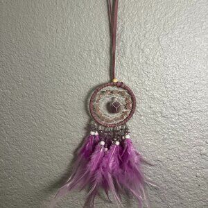 Eco friendly natural hand-crafted amethyst crystal feathers windchime dreamcatch